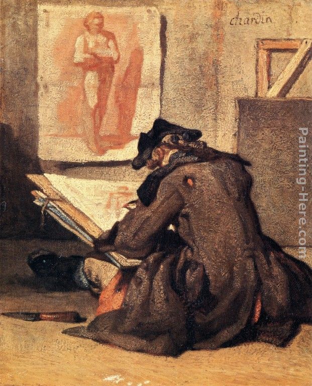The Student Drawing painting - Jean Baptiste Simeon Chardin The Student Drawing art painting
